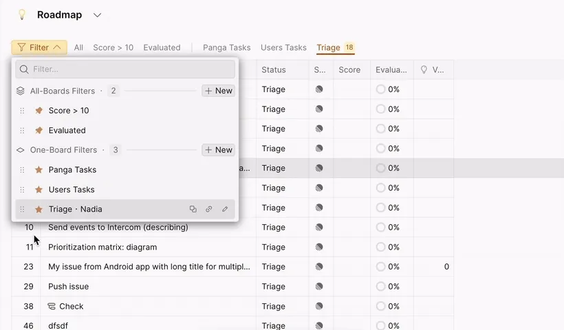 フィルタの並べ替えのデモ