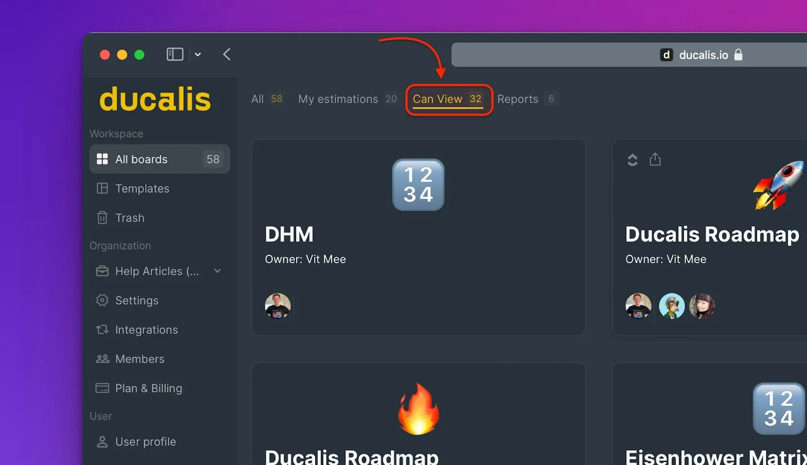 閲覧のみ可能なボードを表示するCan viewフィルタ