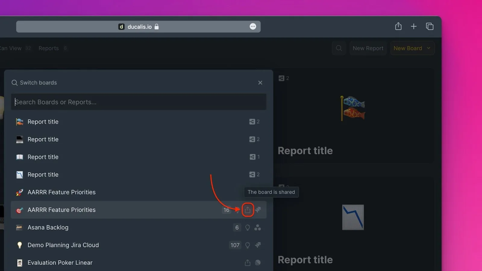 ボード共有ステータスインジケーター