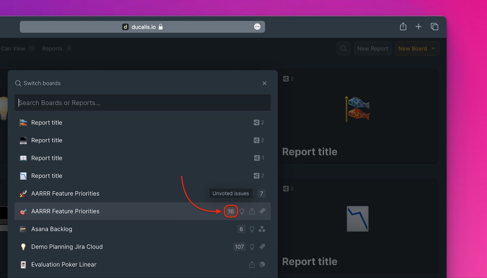 Priorisierungs-Board zeigt Zähler für ausstehende Bewertungen