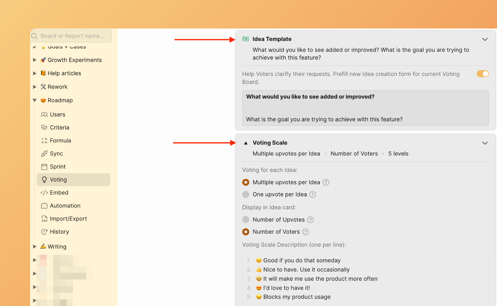 Setting up scale and template