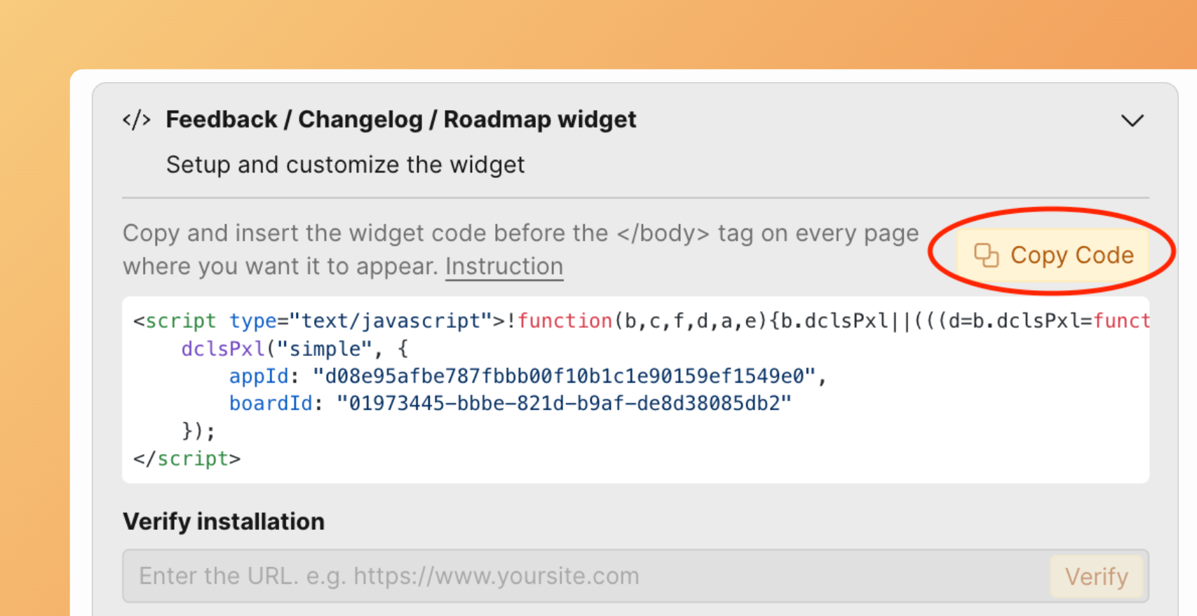 Bouton de copie du code