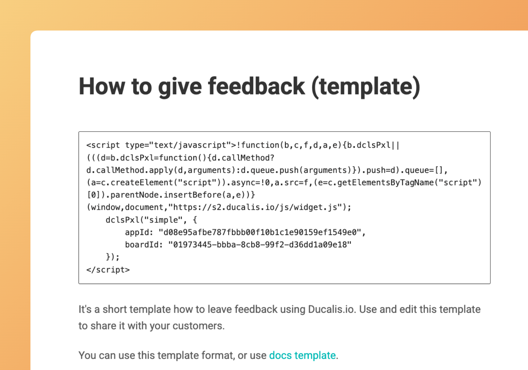 Code du widget inséré dans le HTML