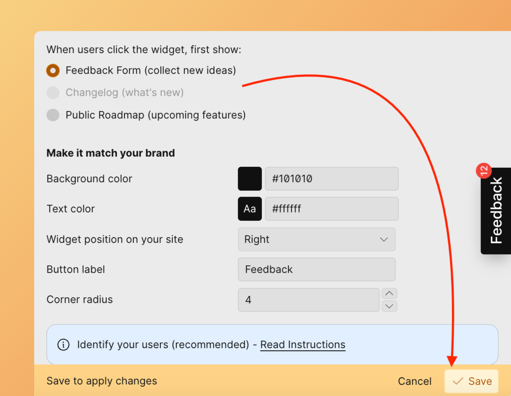 Save which widget module opens first