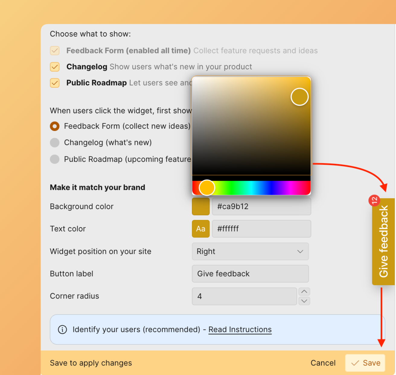 Background color selector
