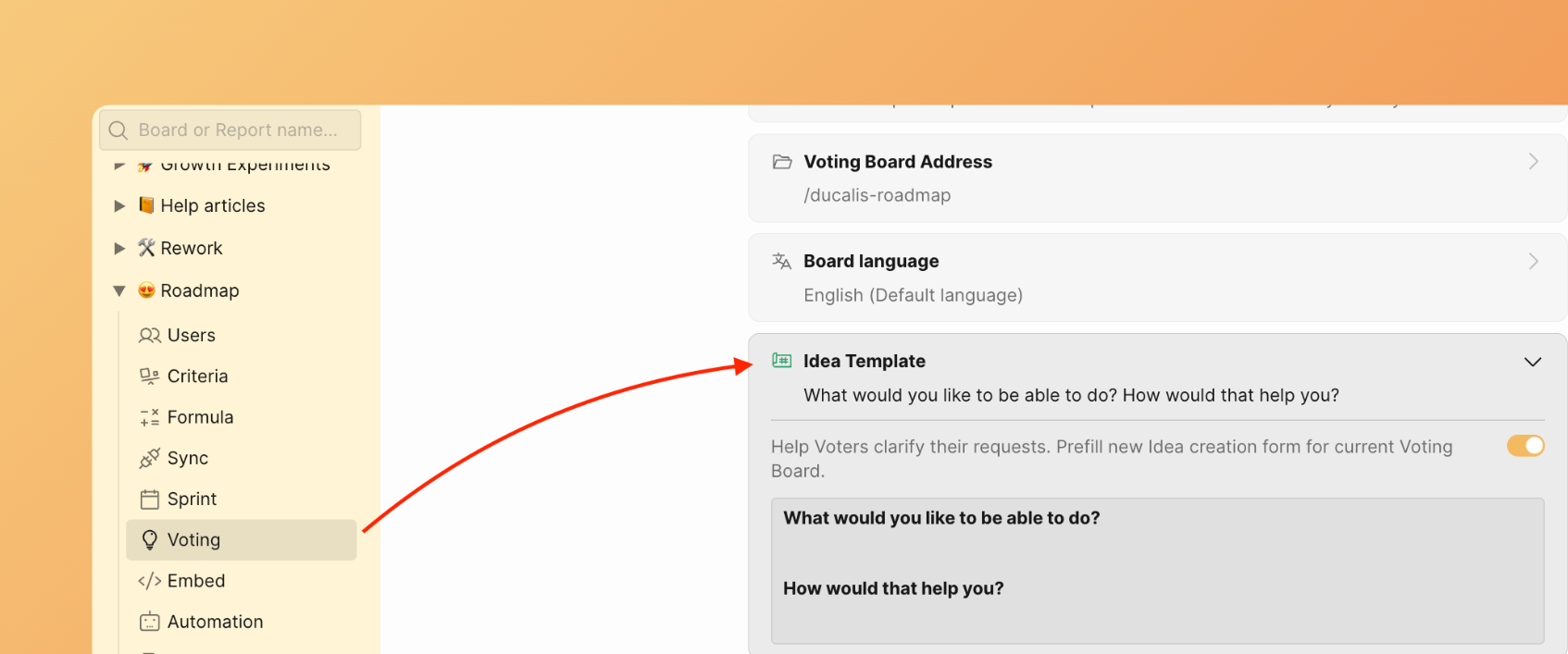 Section modèle d'Idée
