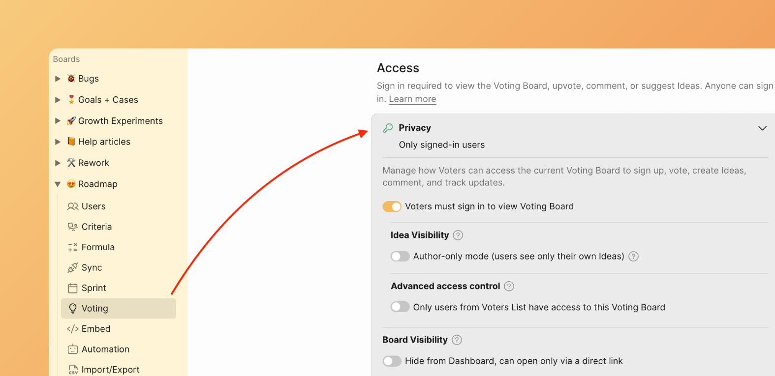 Paramètres de confidentialité du widget