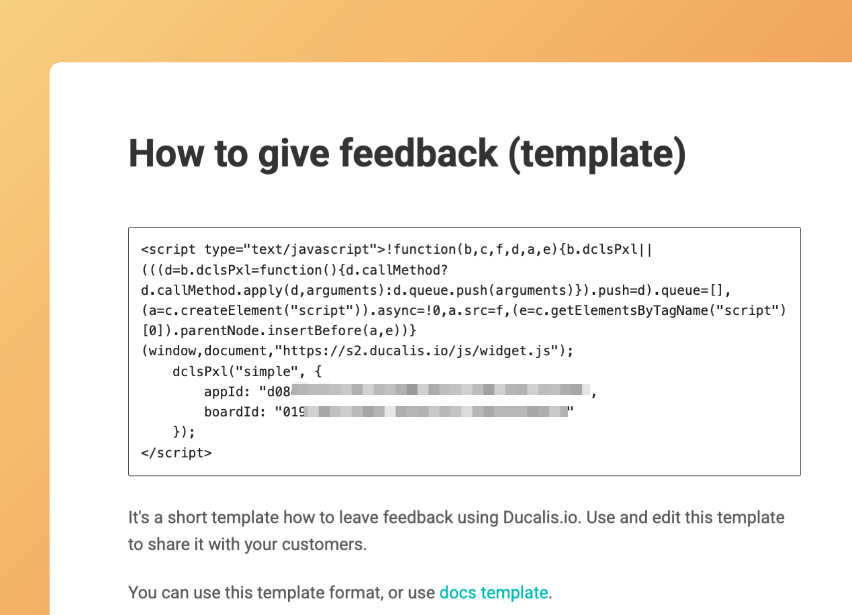 Insertion facile du code