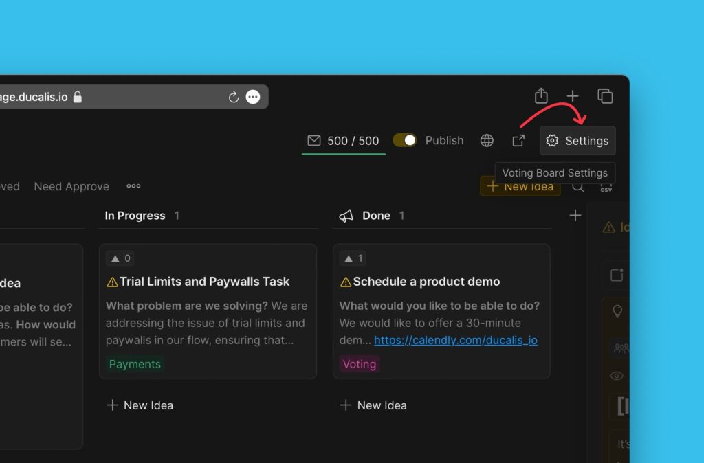 Voting Board settings