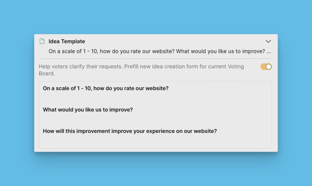 Website feedback template example