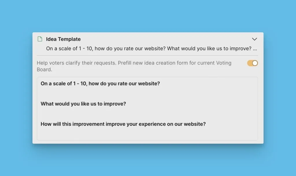 ウェブサイトフィードバックテンプレートの例