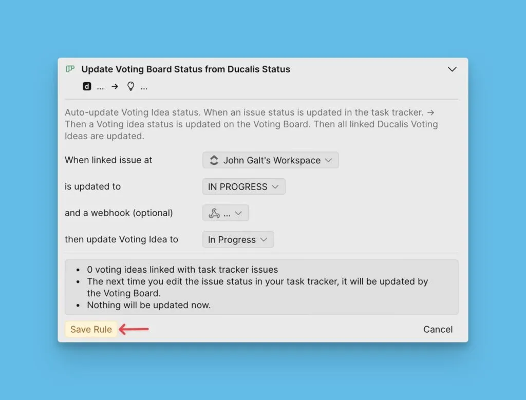 ルールを保存ボタン