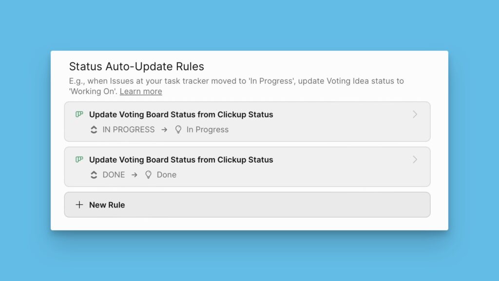 List of created rules