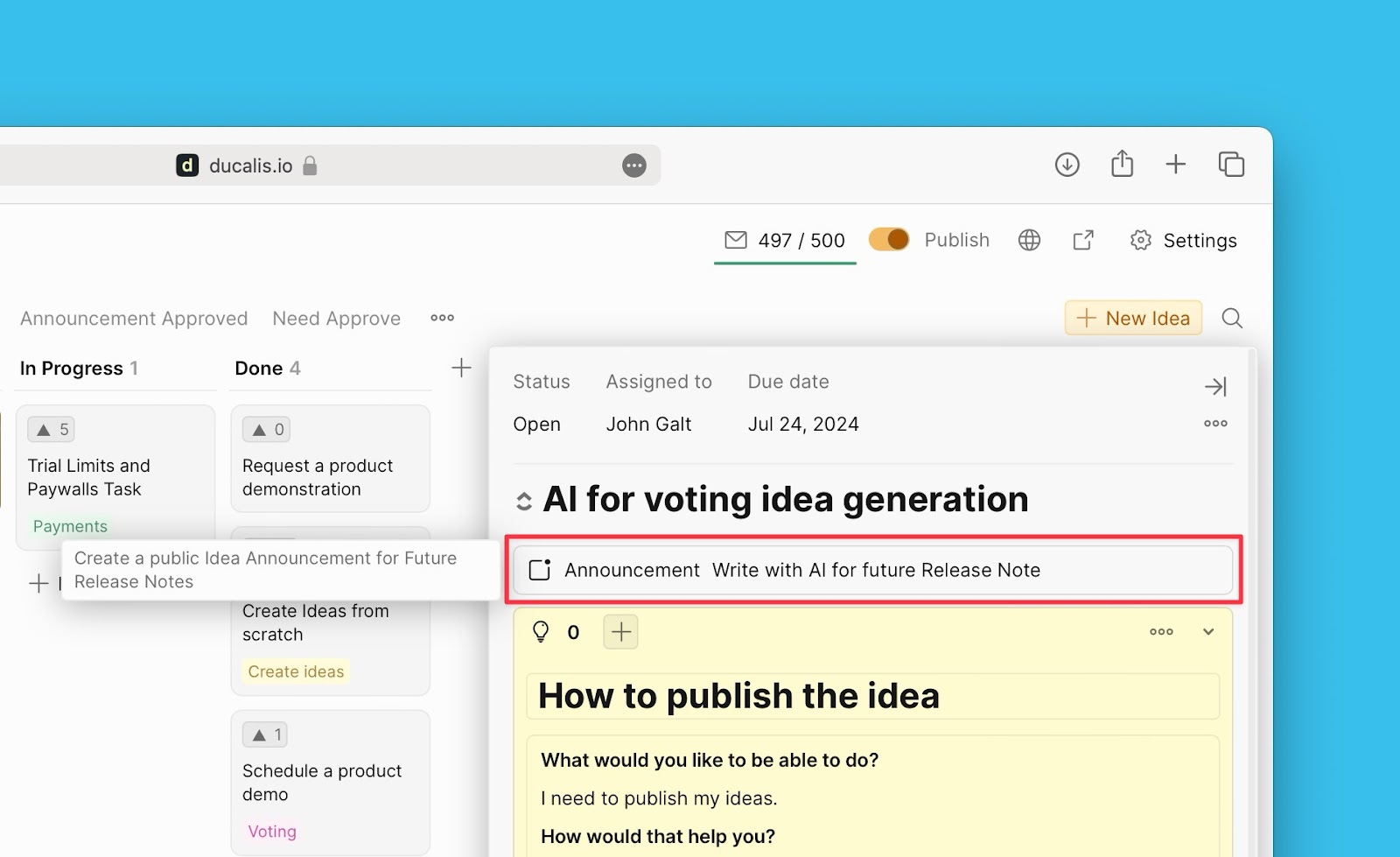 AI-assisted announcement creation