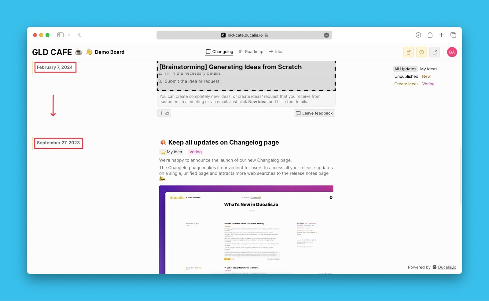 Announcements ordered by release date