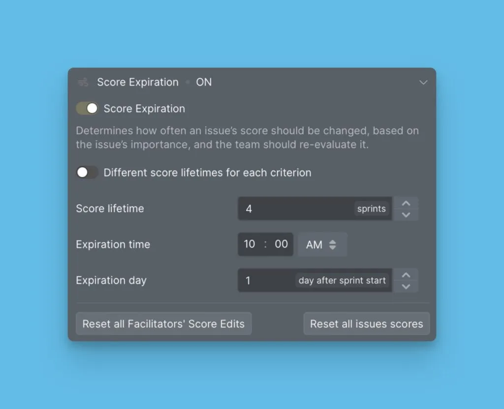 スコア有効期限の設定