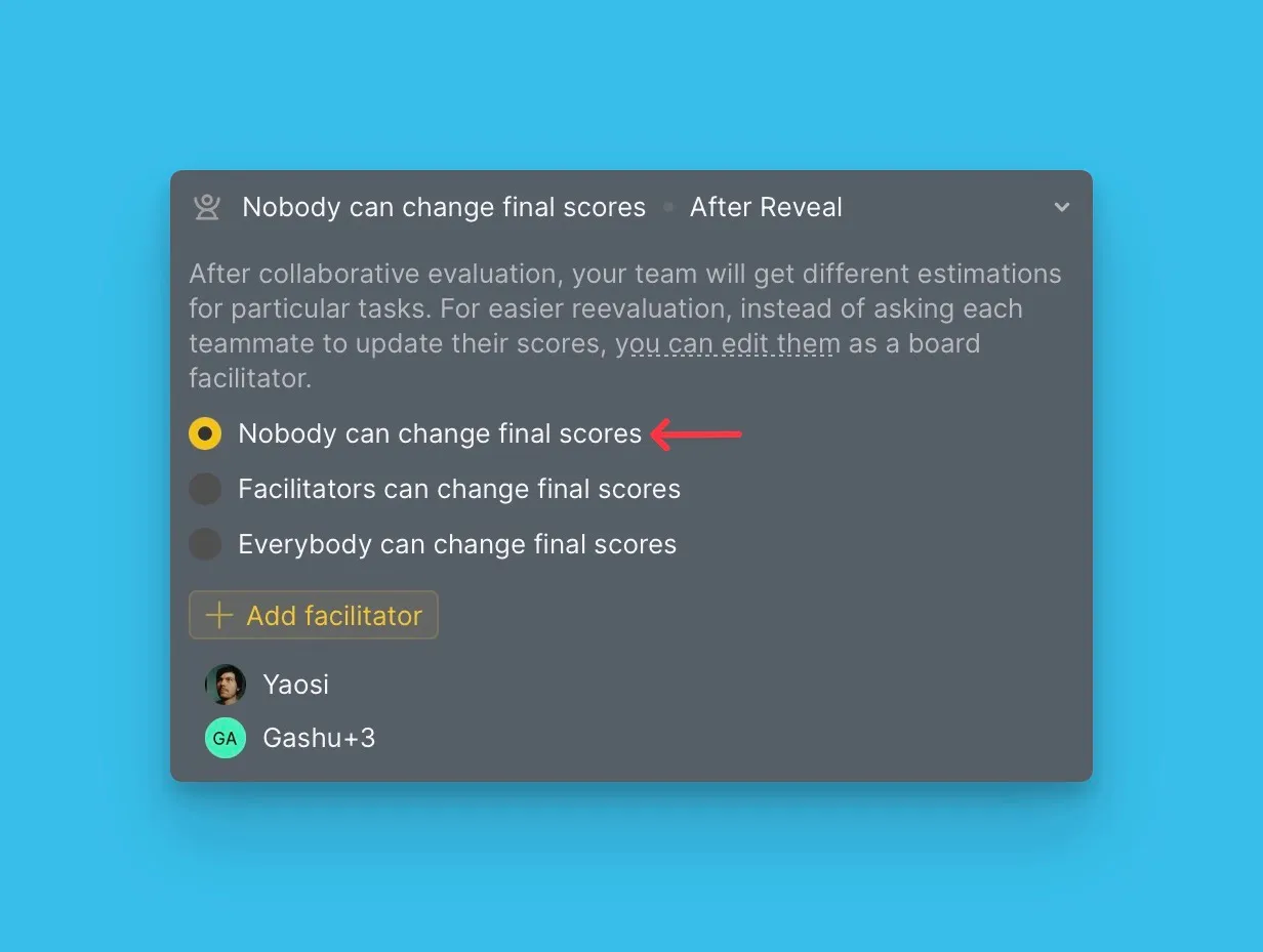 最終スコアの編集を制限