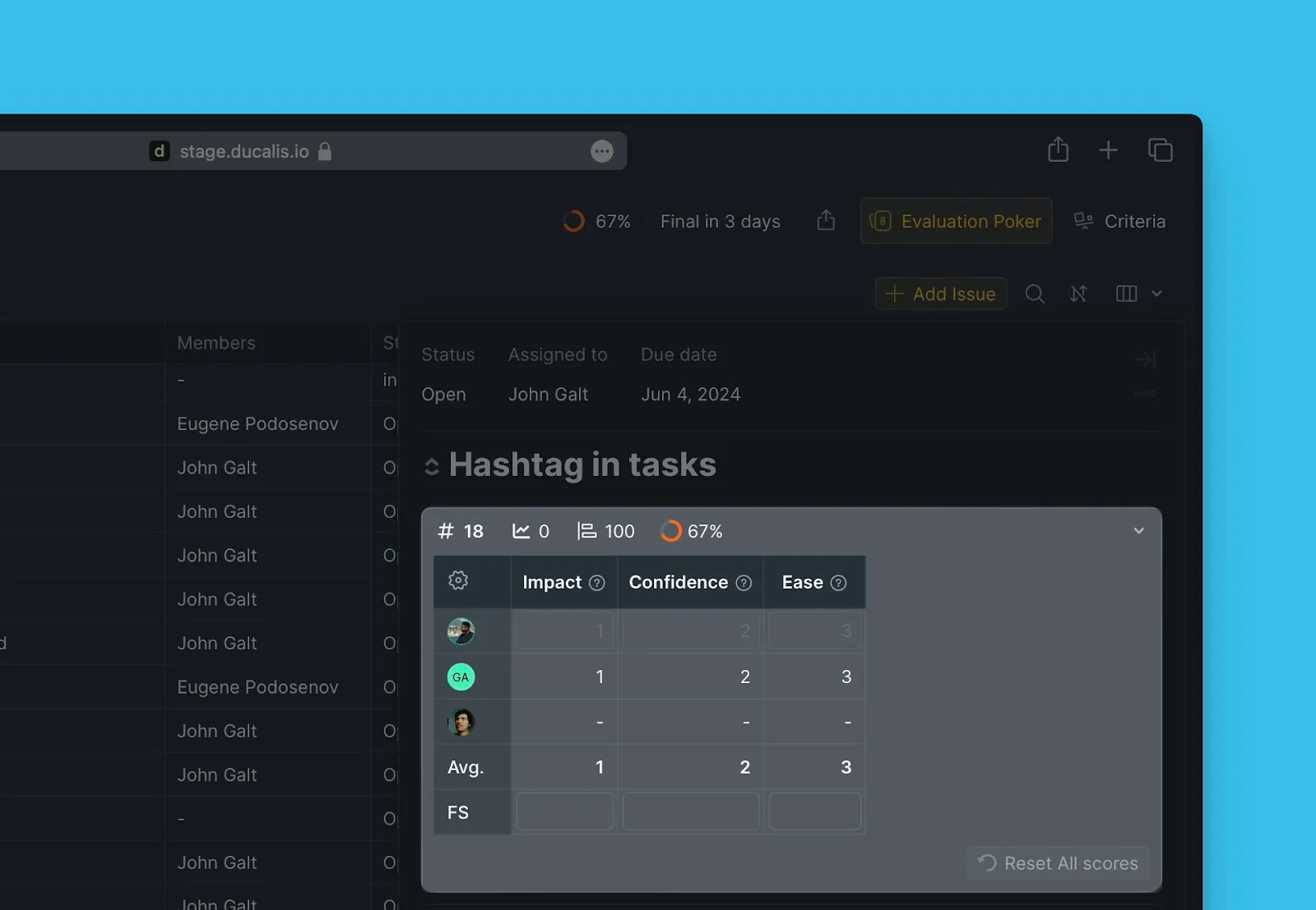 最終スコア編集機能付きの課題カード