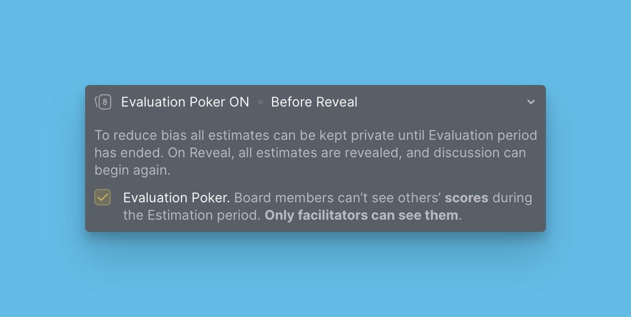 Enable Scrum Poker toggle