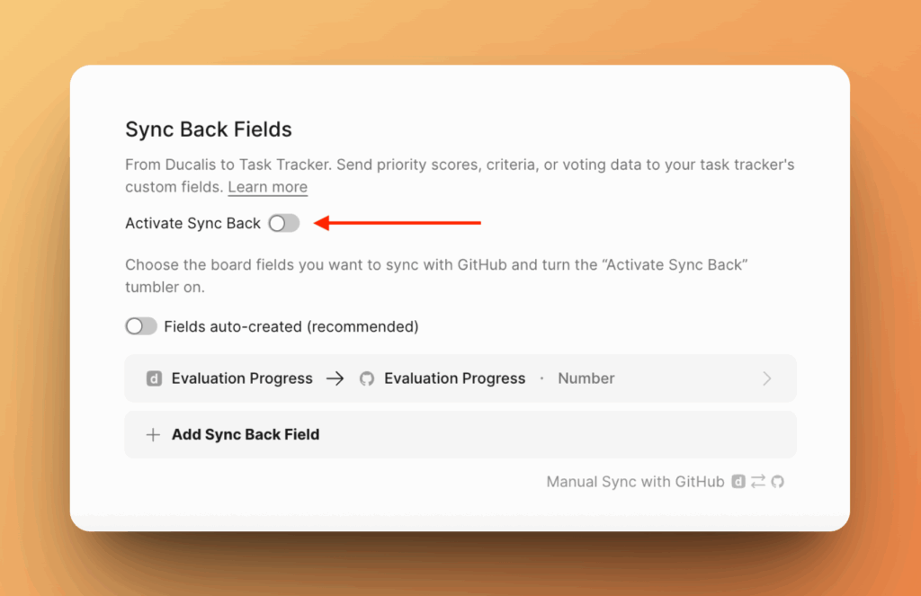 手動同期を有効化