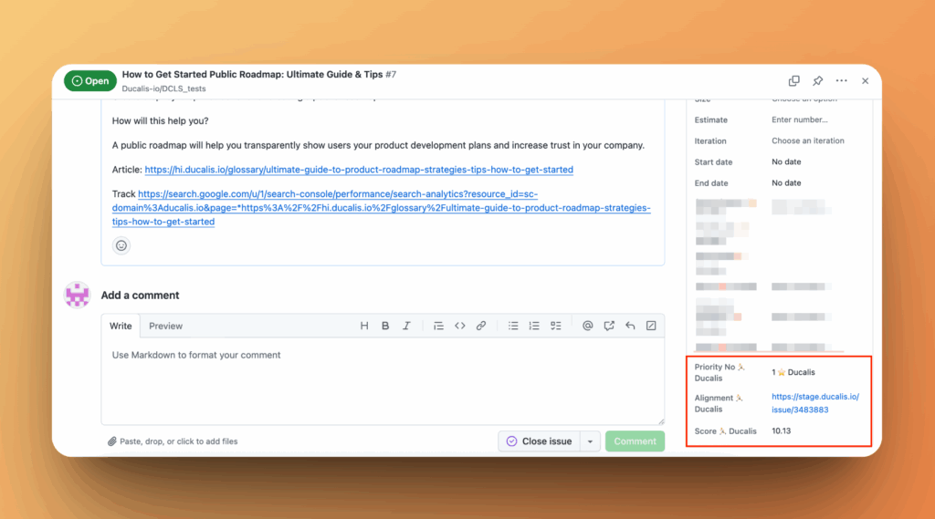 GitHub に作成されたカスタムフィールド