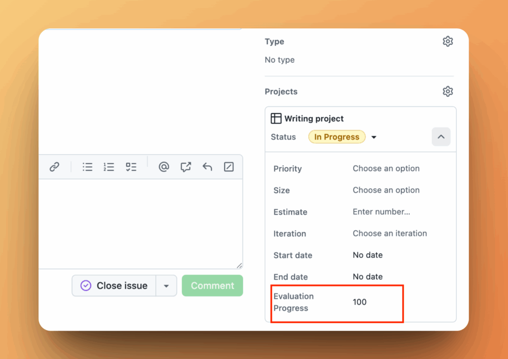 GitHub で同期されたフィールド