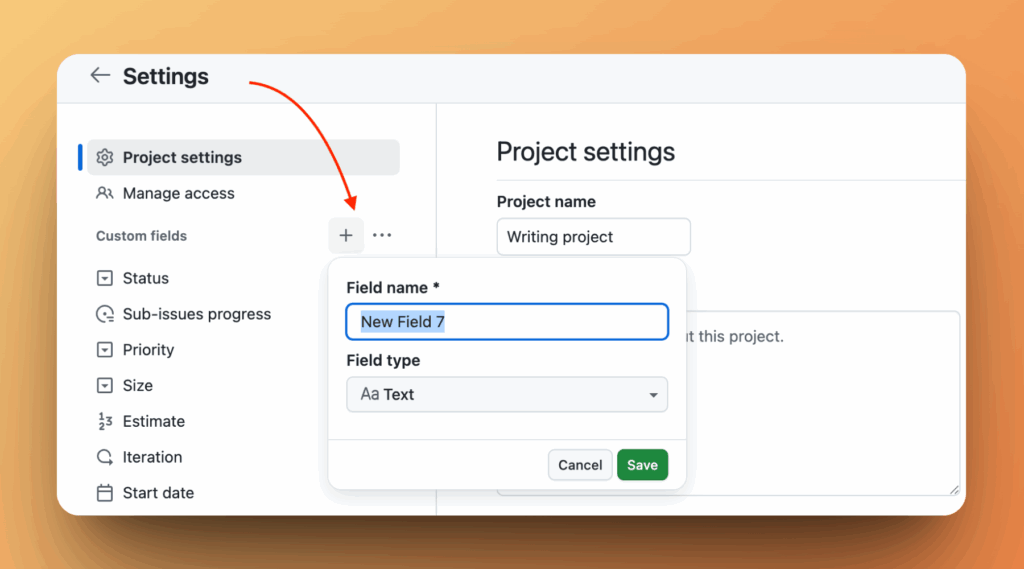 GitHub でカスタムフィールドを作成