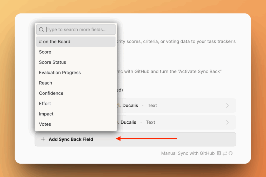 逆同期フィールドを追加ボタン