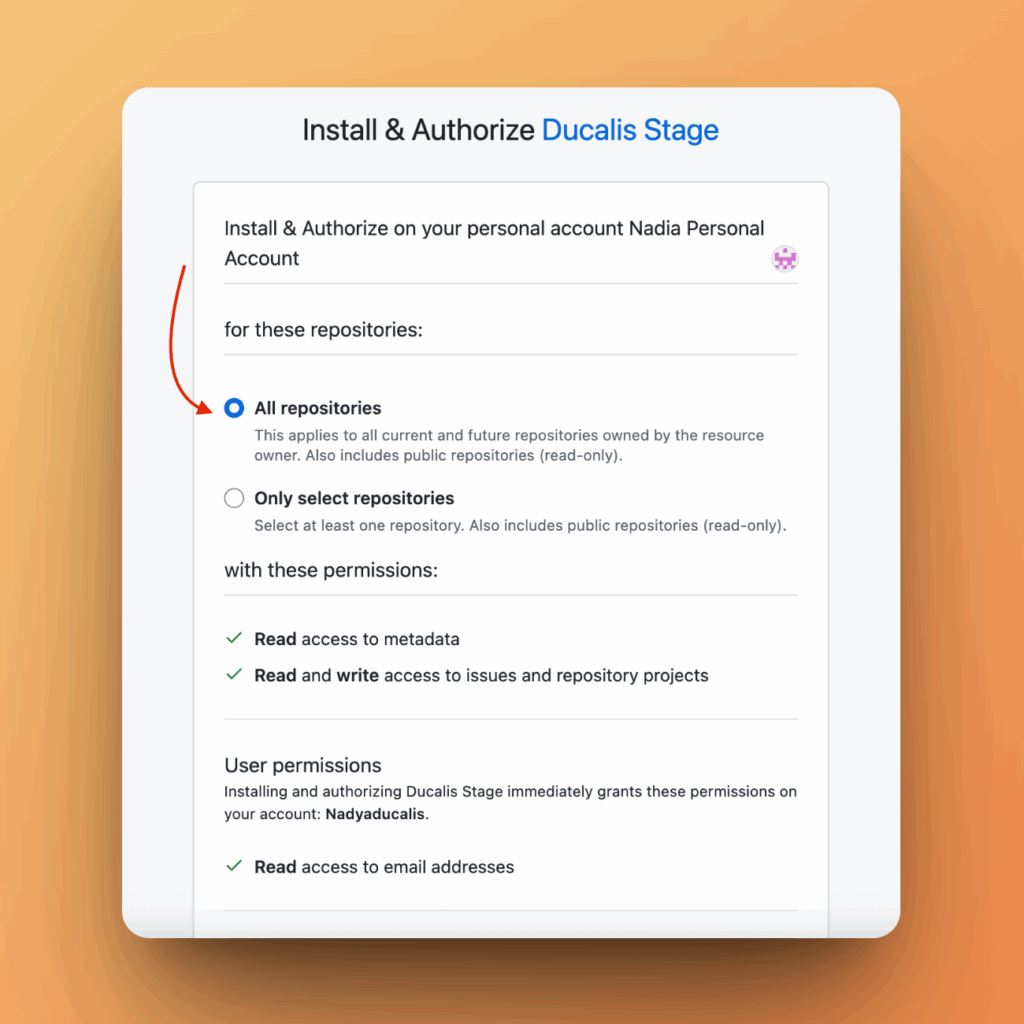 Repository-Auswahl-Bildschirm