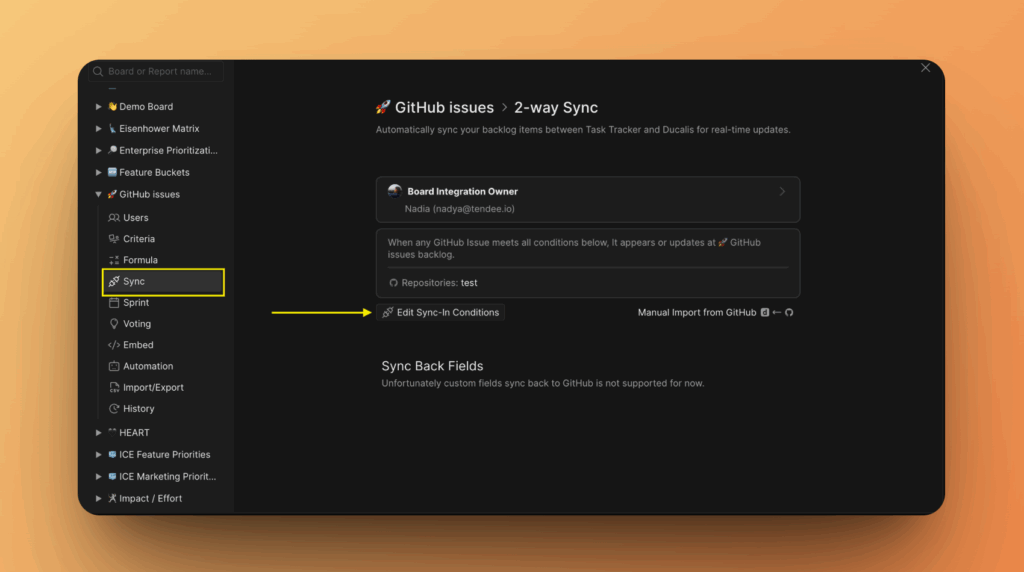 Edit Sync-In Conditions-Button