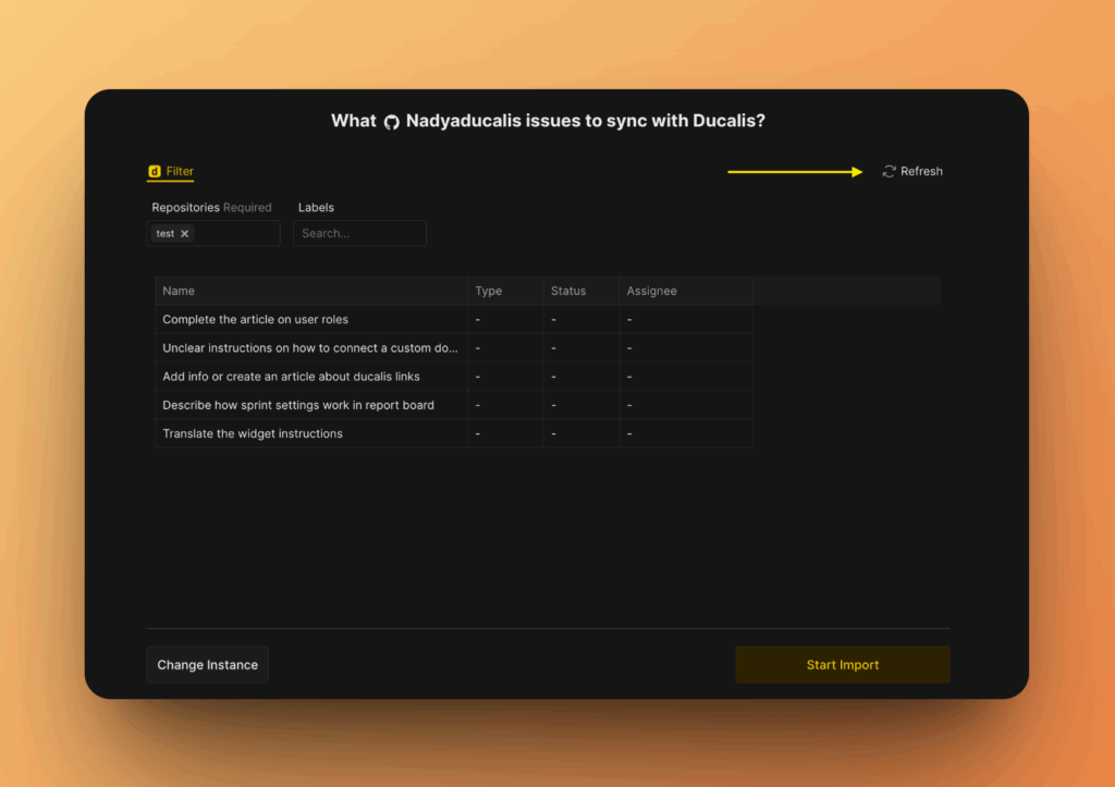 フィルター更新ボタン