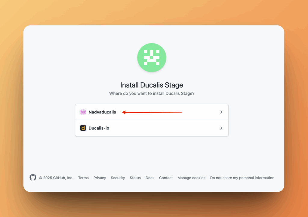 Auswahl des persönlichen GitHub-Kontos