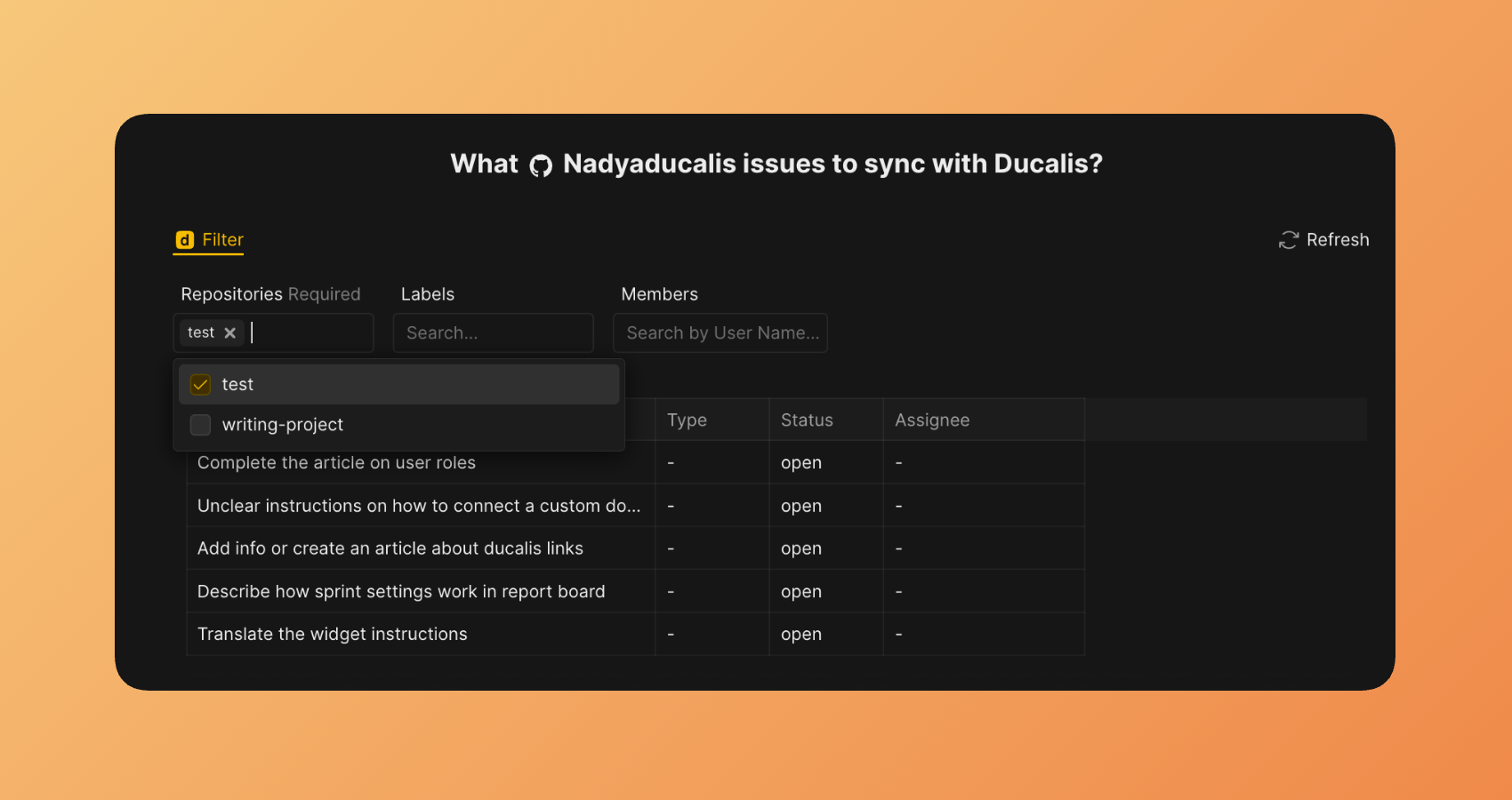 Issue-Filteroptionen