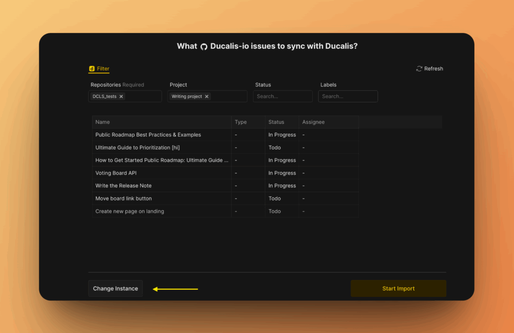Change Instance オプション