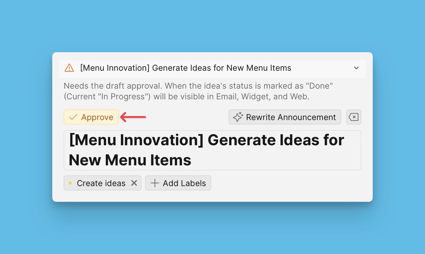 Approve Announcement