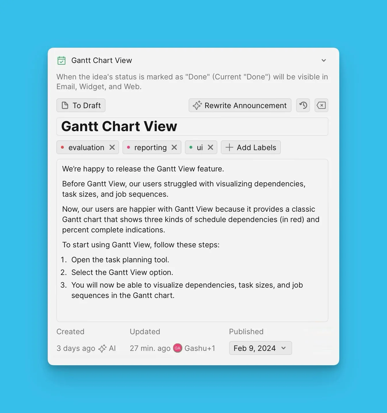 リリースノートメールのアナウンス