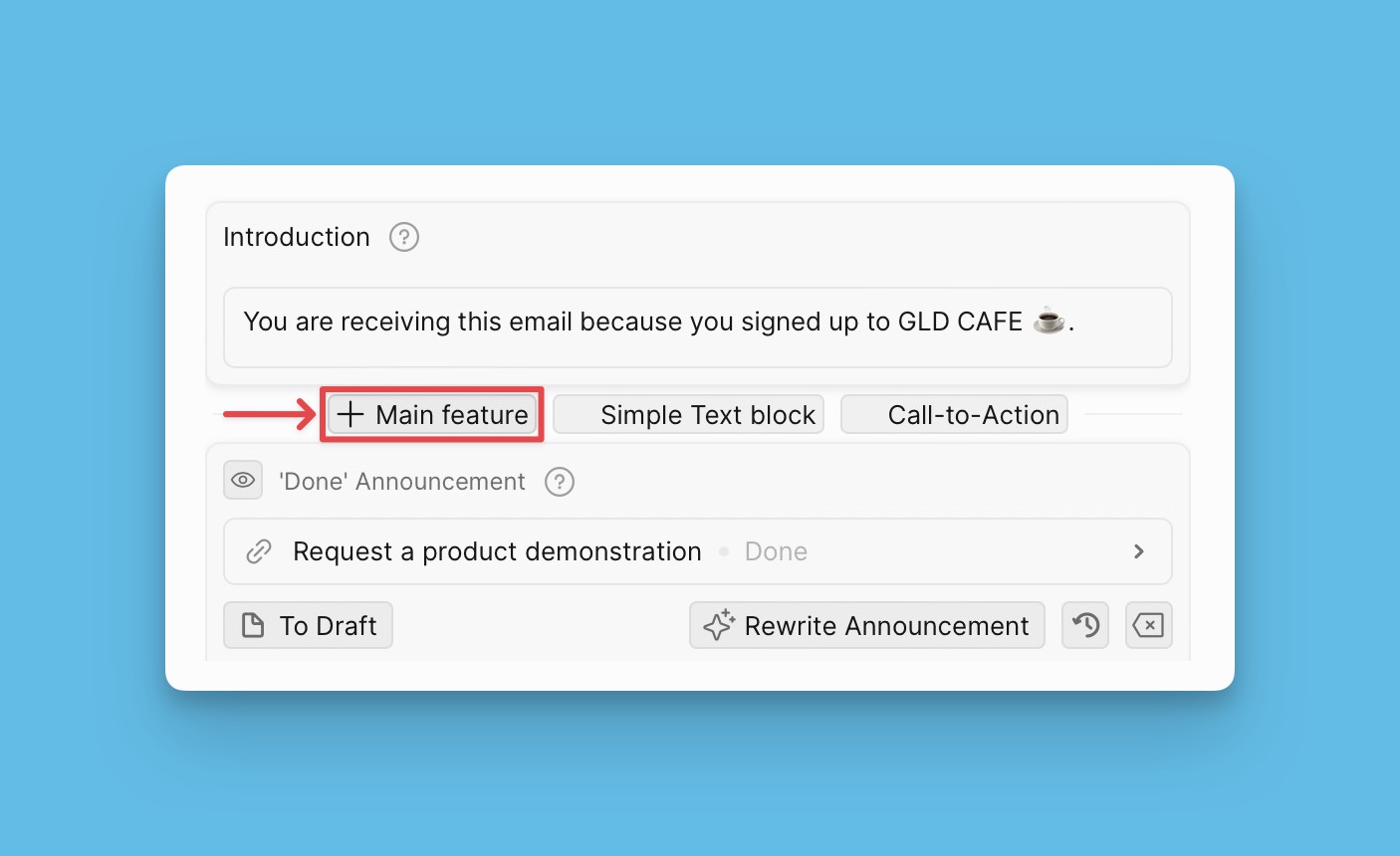 Main feature block example