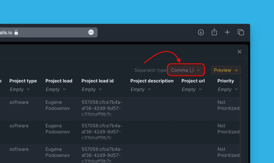 Auswahl des Separator-Typs
