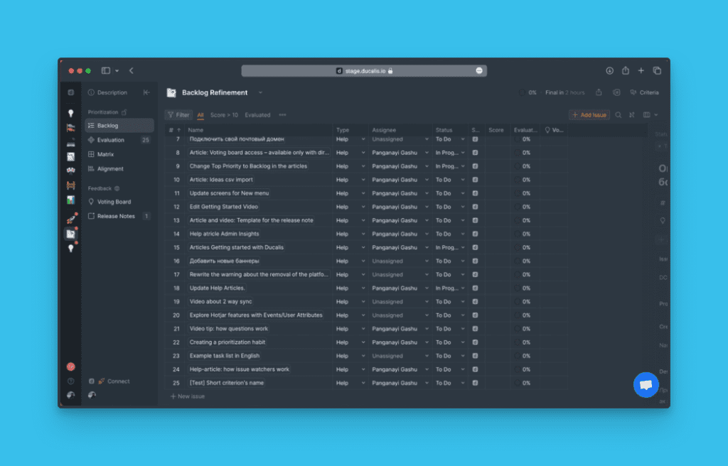 バックログにインポートされた課題