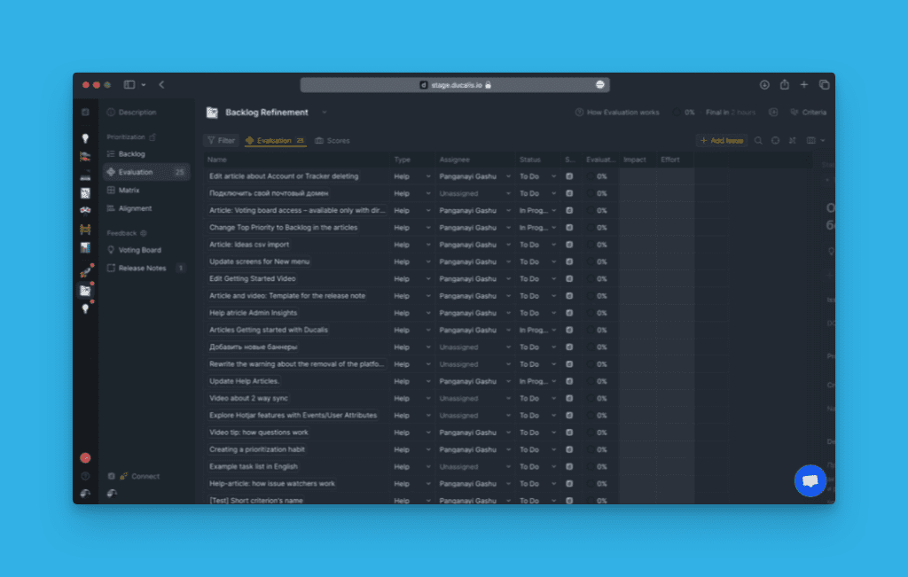 インポートされた課題がある評価ページ
