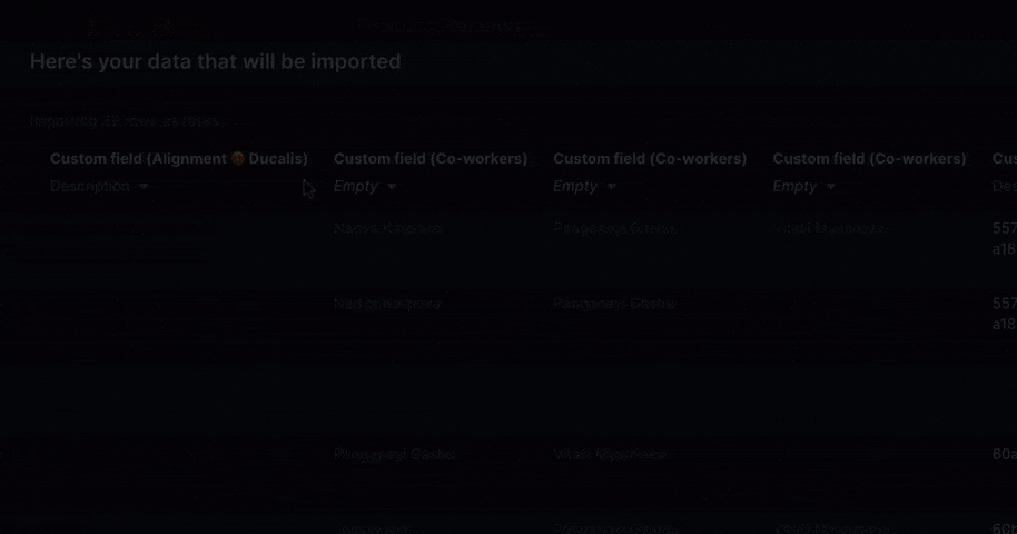 Hinzufügen von Spalten zum Beschreibungsfeld