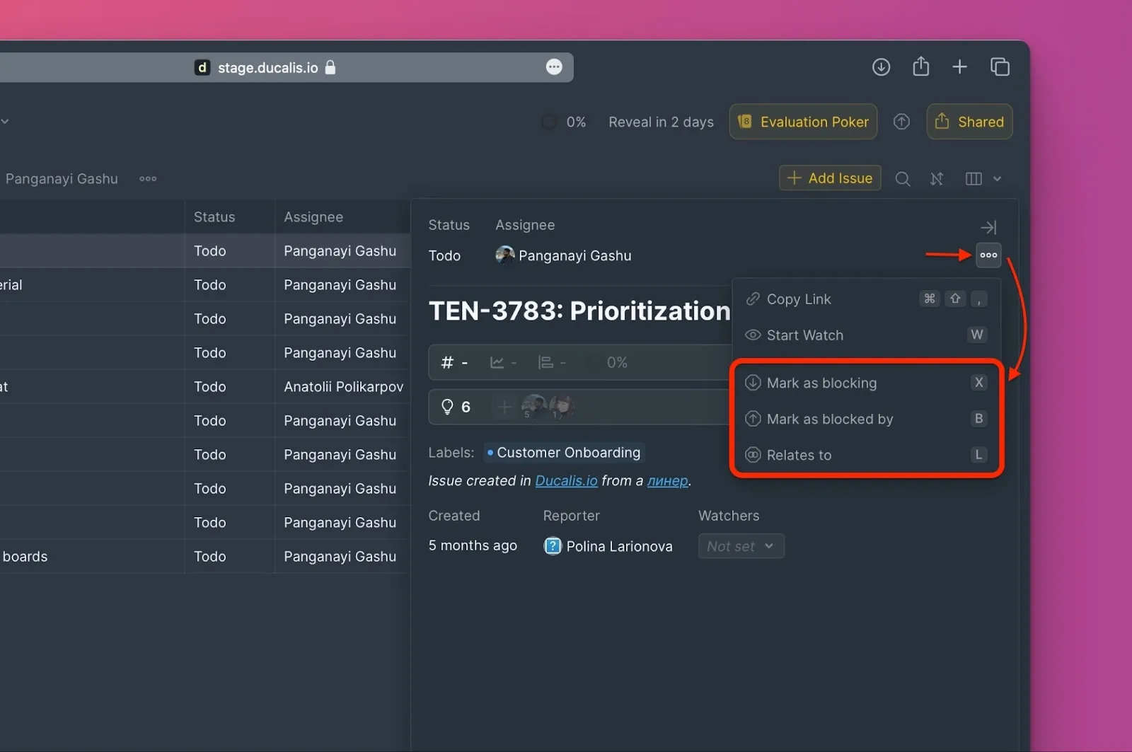 課題カードの省略記号メニュー