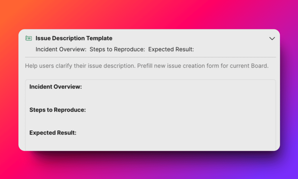 Beispiel-Bug-Vorlage mit benutzerdefinierten Feldern