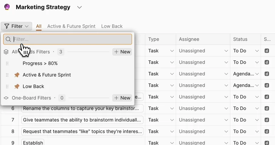 Done ステータスで課題をフィルタリング