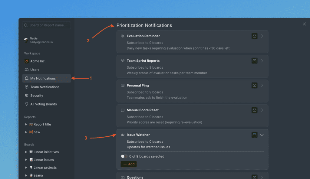 課題ウォッチャーの通知設定