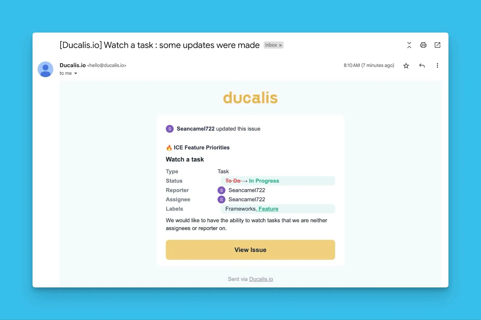 課題ウォッチャーのメール通知例