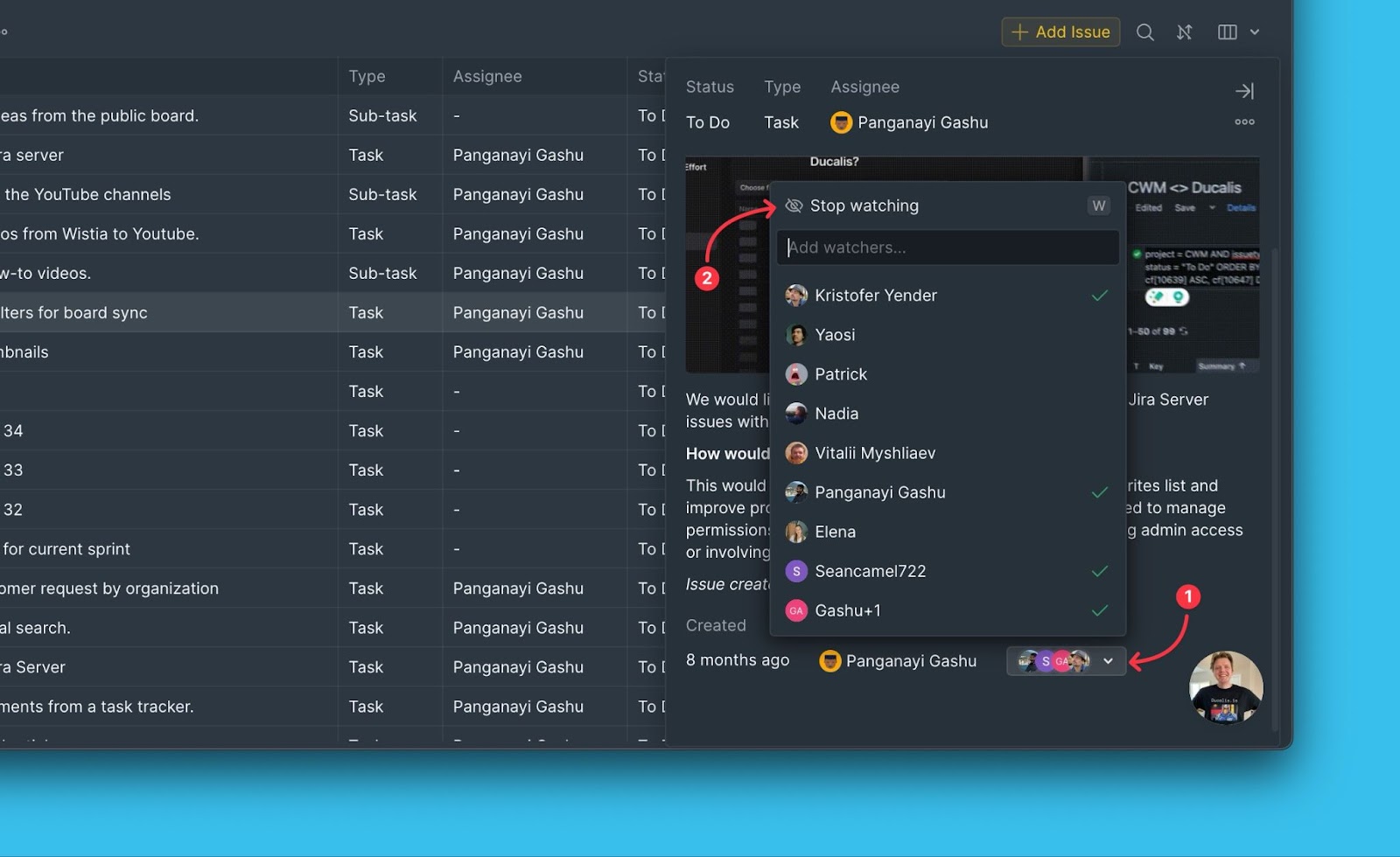 Vorgang nicht mehr beobachten im Abschnitt Beobachter