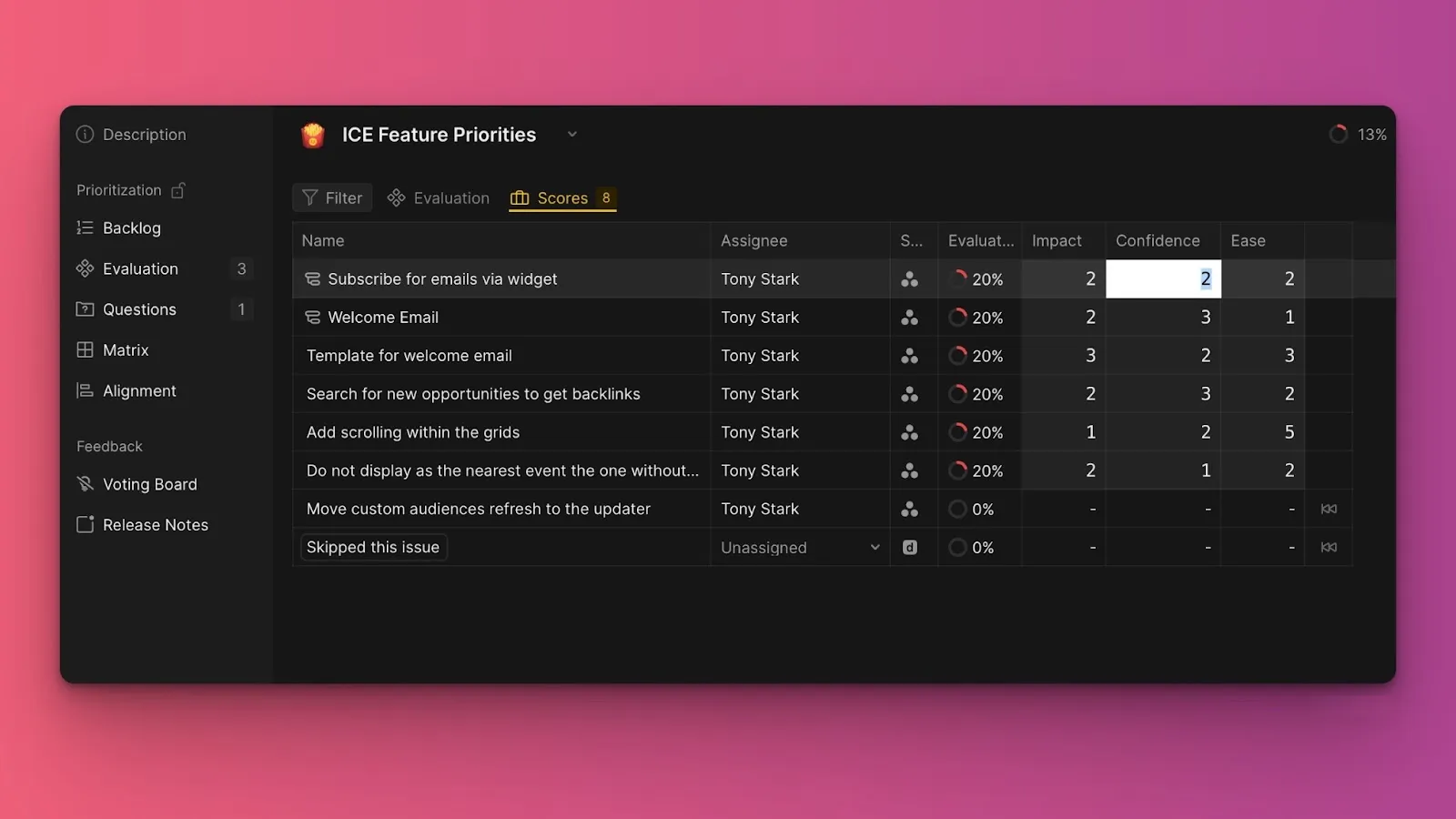 スコアタブの再評価オプション