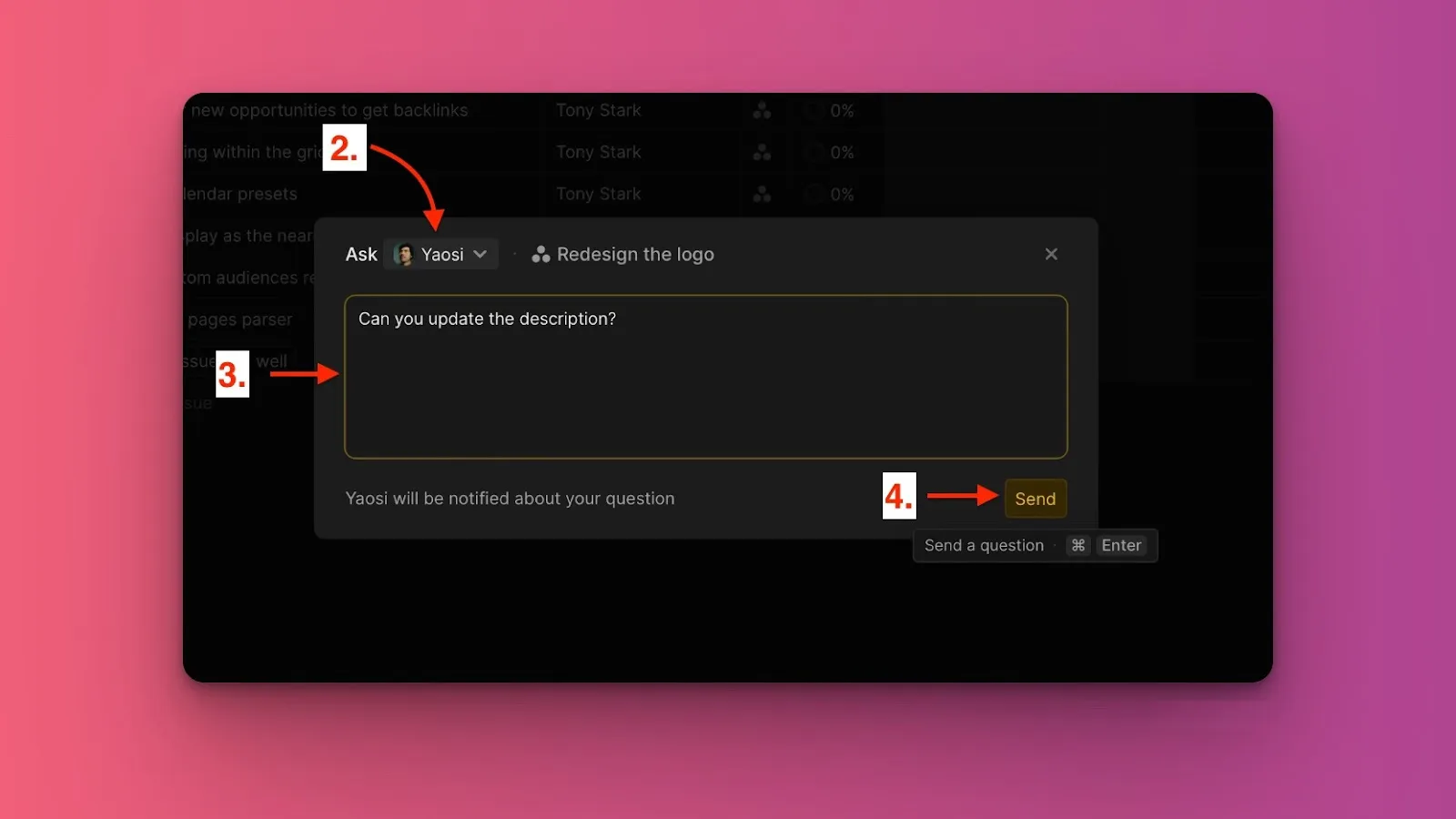 質問ダイアログボックス