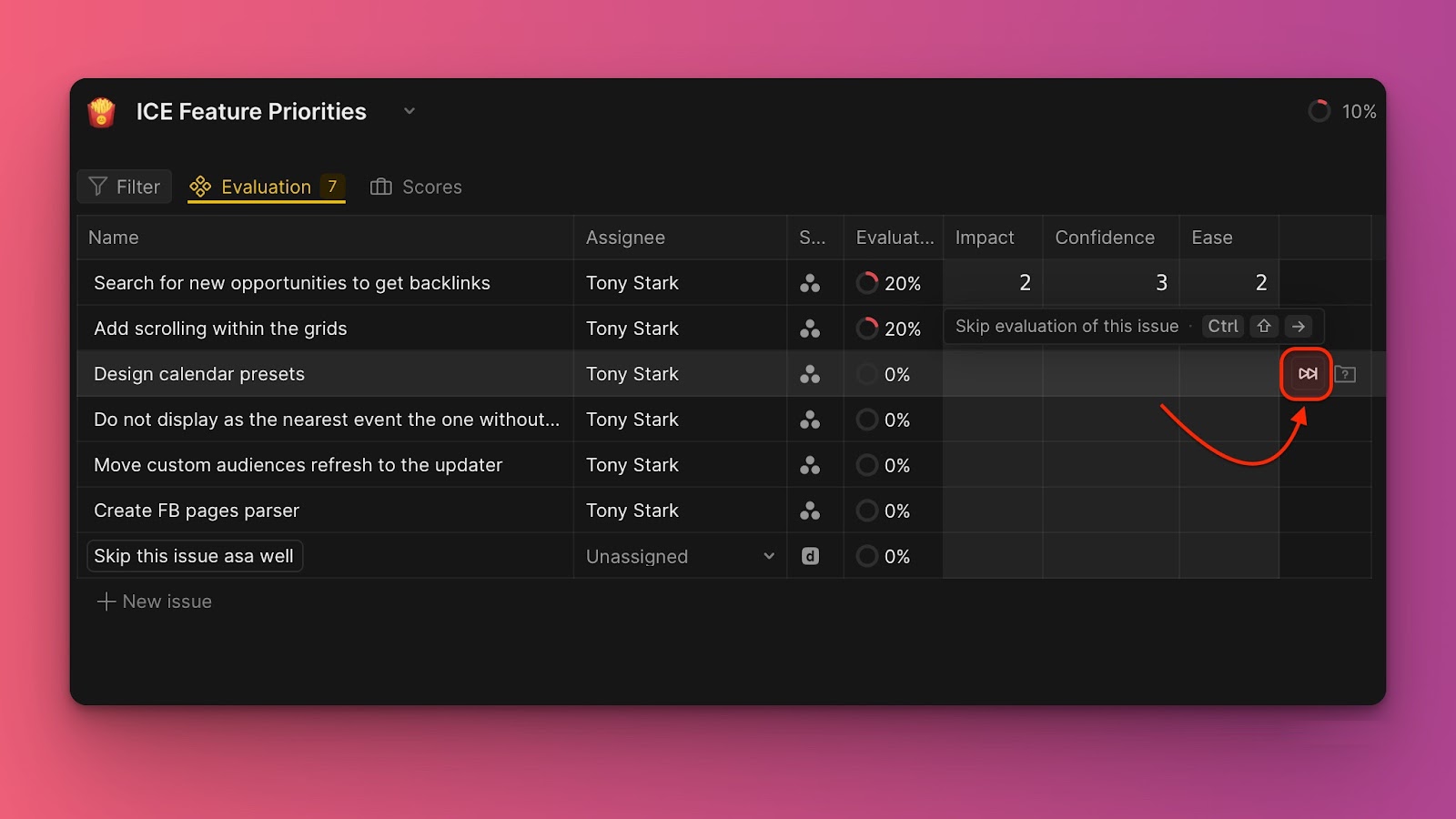 Position der Überspringen-Schaltfläche